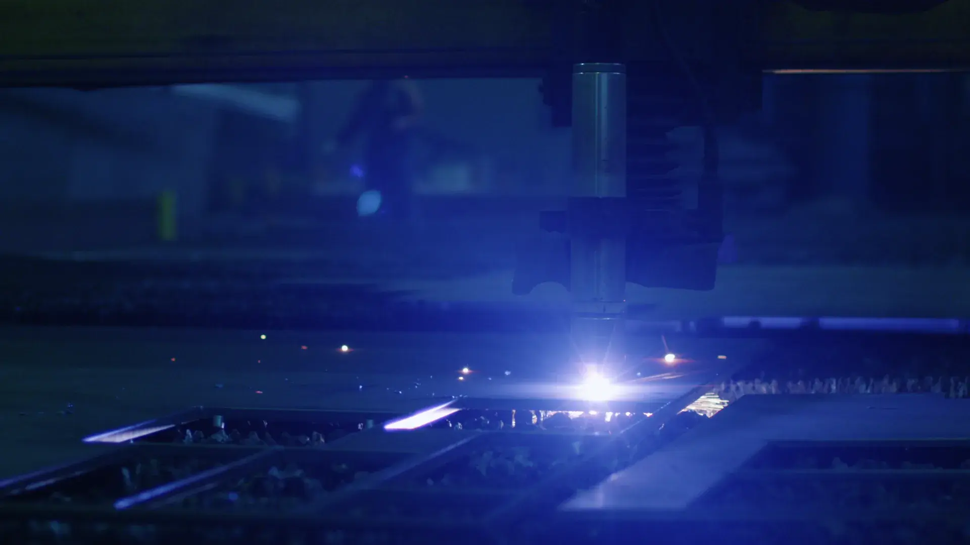 Precision industrial production equipment in operation